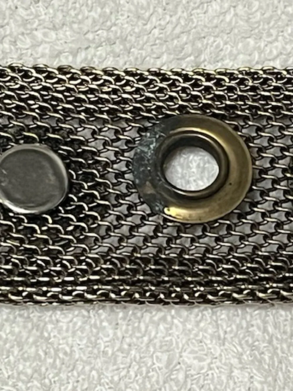 VTG Sand Castle New York Metal Mesh Leather Belt Western Brass Buckle Studs 32 M